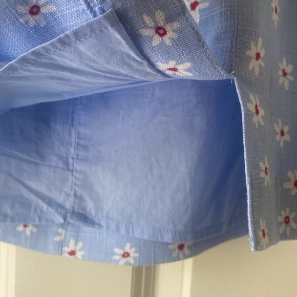 MANGO Mini Floral Skirt Size XS Front Slit Lined Blue Red White MNG - Picture 6 of 14